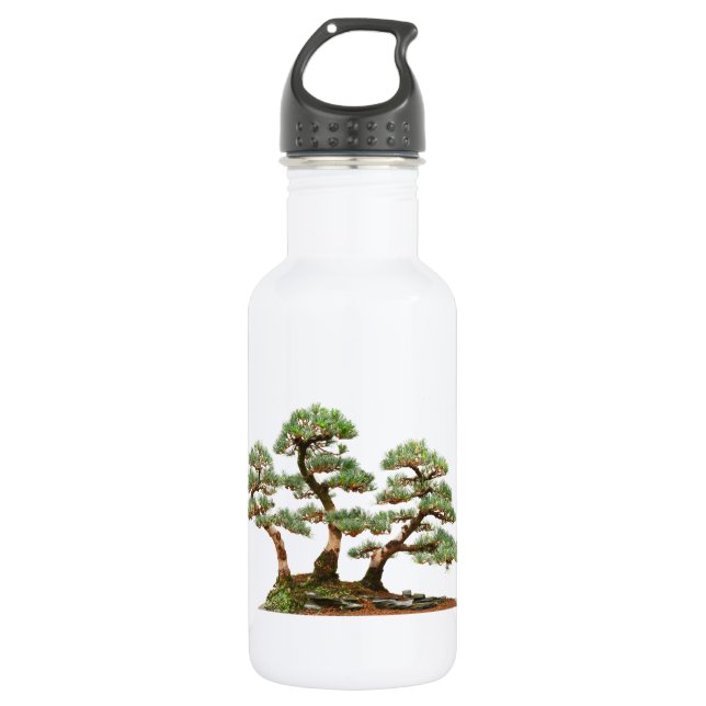 drei Kiefernbonsaisbäume Edelstahlflasche (Vorderseite)