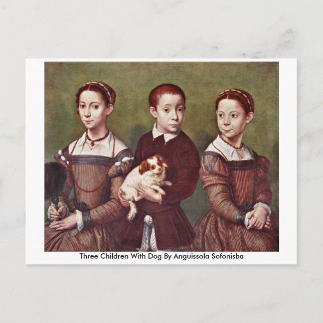 Drei Kinder mit Hund von Anguissola Sofonisba Postkarte (Vorderseite)