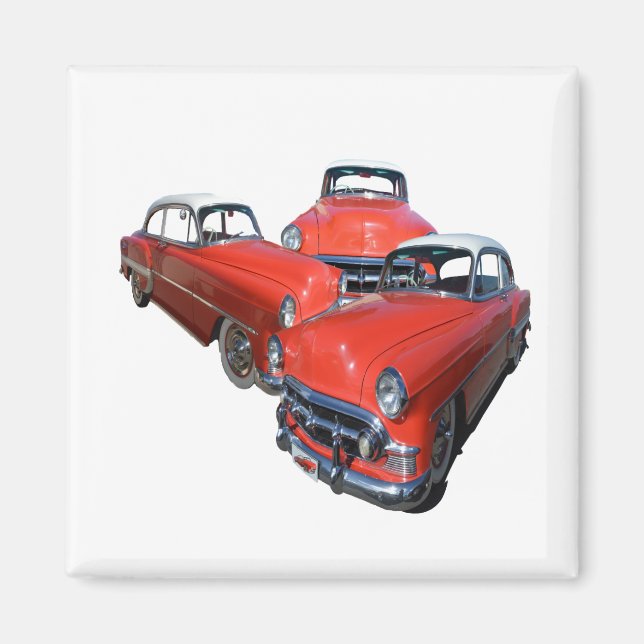 Drei klassische rote Autos, Magnet (Vorne)