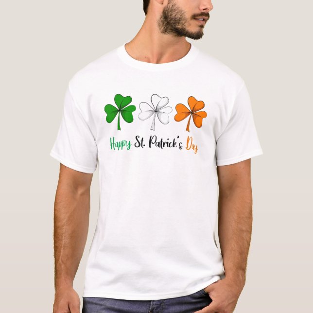 Drei Kleeblätter Irland irische Flagge Happy St Pa T-Shirt (Vorderseite)