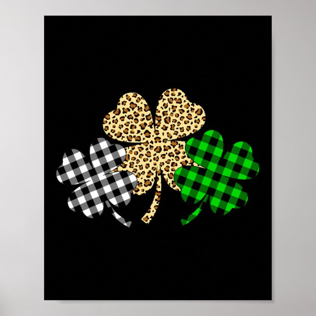 Drei Kleeblatts Leopard Buffalo Kariert St Patrick Poster (Vorne)