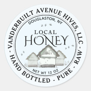 Drei kleine Bienenstöcke LOCAL Honey Hand abgefüll Runder Aufkleber