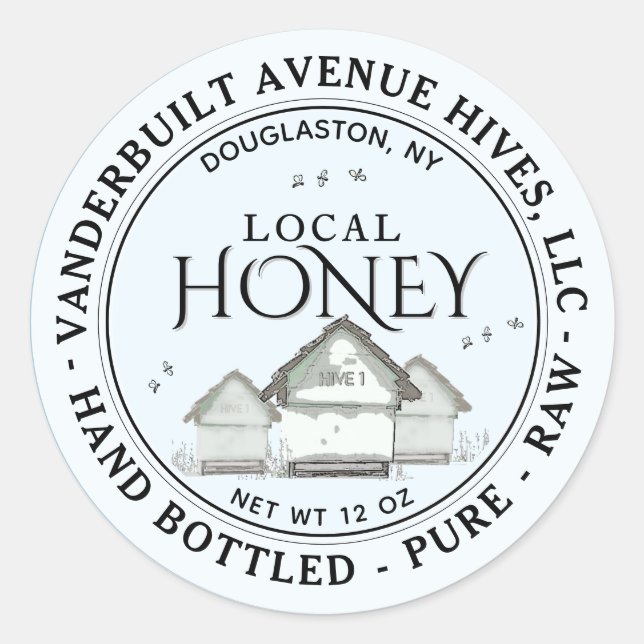 Drei kleine Bienenstöcke LOCAL Honey Hand abgefüll Runder Aufkleber (Vorderseite)