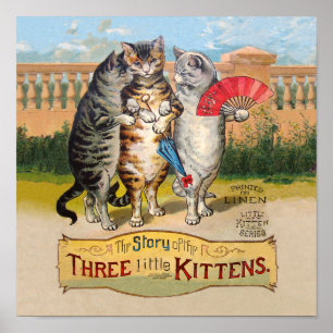 Drei kleine Kätzchen Mother Goose Illustration Poster