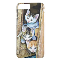Drei kleine Kätzchen pinkeln aus dem Handy Case