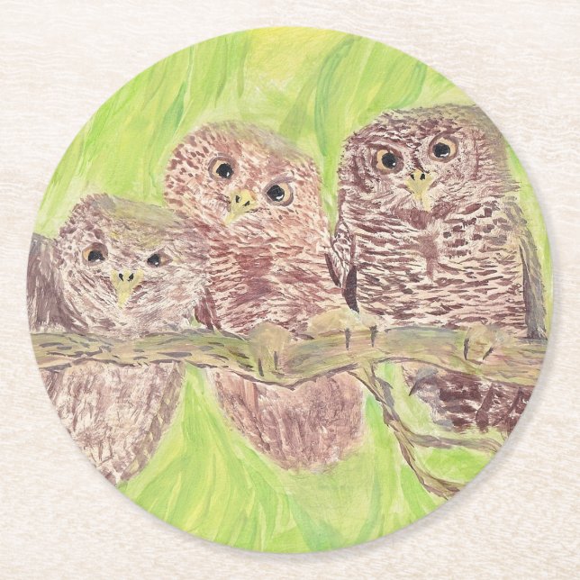 Drei kleine Schmuckschalen - Acrylmalerei. Runder Pappuntersetzer (Vorderseite)