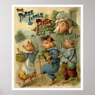 Drei kleine Schweine alte Märchen Poster