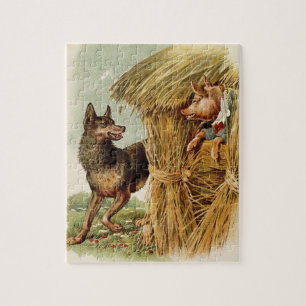 Drei kleine Schweine Böser Wolf, Vintage Märchen