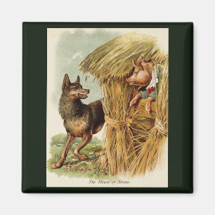 Drei kleine Schweine Böser Wolf, Vintage Märchen Magnet