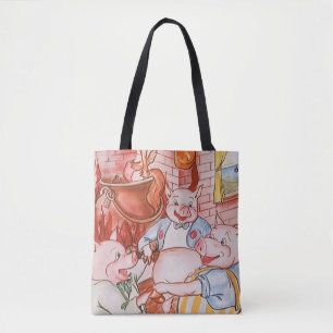Drei kleine Schweine kochen Wolf, altes Märchen Tasche