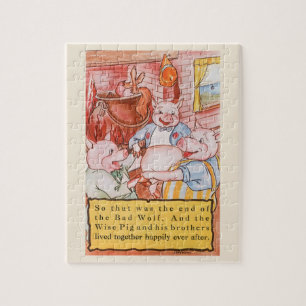 Drei kleine Schweine kochen Wolf, Vintage-Märchen