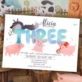 Drei kleine Schweine | Märchenbuch vom großen böse Einladung