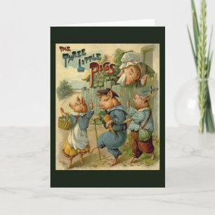 Drei kleine Schweine Vintage Märchen Karte