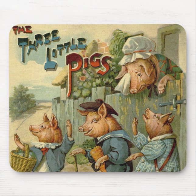 Drei kleine Schweine Vintage Märchen Mousepad (Vorne)