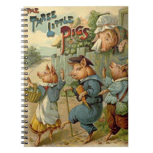Drei kleine Schweine Vintage Märchen Notizblock (Vorderseite)