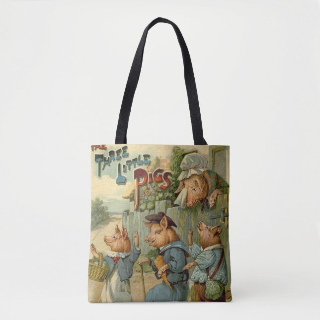 Drei kleine Schweine Vintage Märchen Tasche (Vorderseite)