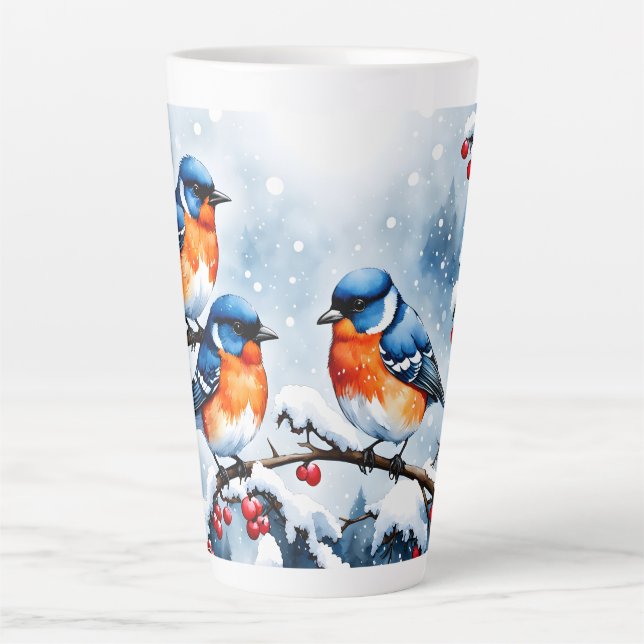 Drei kleine Singvögel und Rote Berge Milchtasse (Vorderseite)