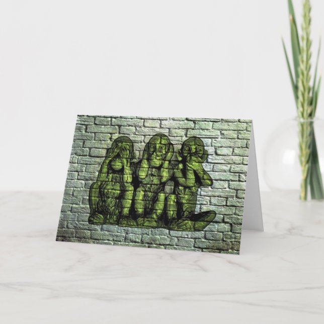 Drei kluge Affe-Graffiti-Gruß-Karte Karte (Vorderseite)