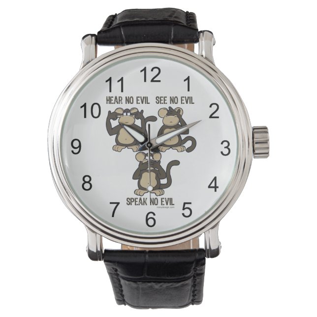 Drei kluge Affen Armbanduhr (Vorderseite)