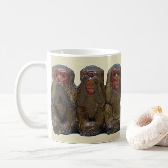 Drei kluge Affen Kaffeetasse (Mit Donut)