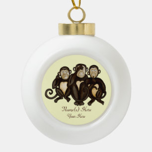 Drei kluge Affen Keramik Kugel-Ornament