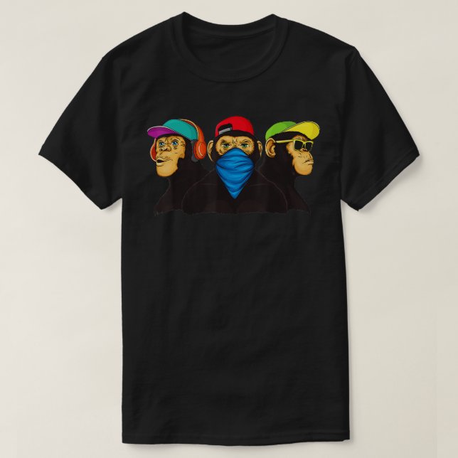 Drei kluge Affen Modernes Graffiti T-Shirt (Design vorne)