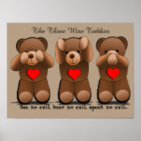 Drei kluge Affen, Teddybären drucken