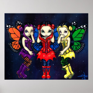 Drei kluge Feen-gotischer feenhafter Kunst-Druck Poster