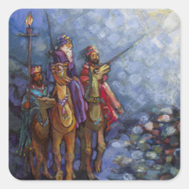 Drei kluge Männer folgen Sternklebern Quadratischer Aufkleber