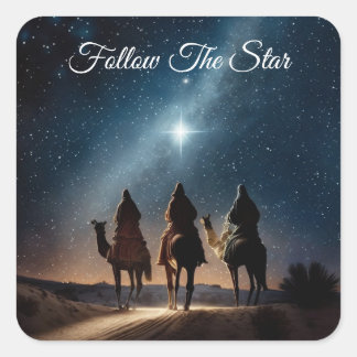 Drei kluge Männer folgen Weihnachten Quadratischer Aufkleber