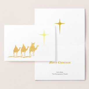 Drei kluge Männer mit Weihnachts-Star-Gold Folienkarte