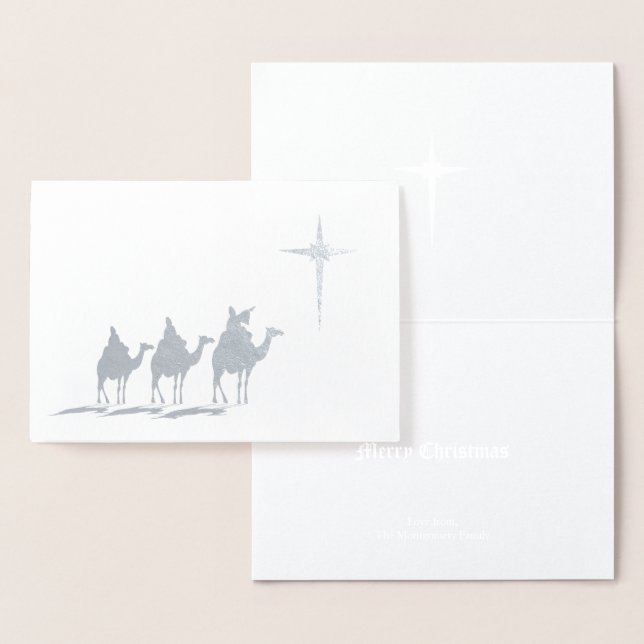 Drei kluge Männer mit Weihnachtsstern Silver Folienkarte (Anzeige)