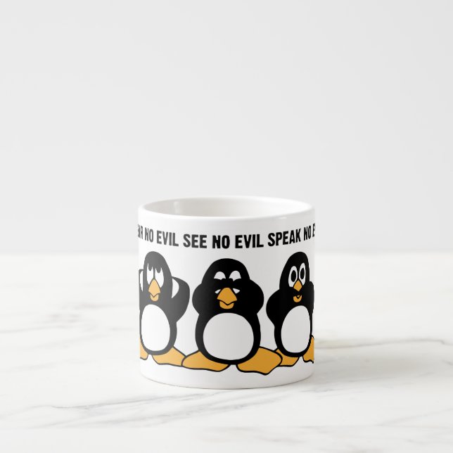 Drei kluge Pinguin-Entwurfs-Grafik Espressotasse (Vorderseite)