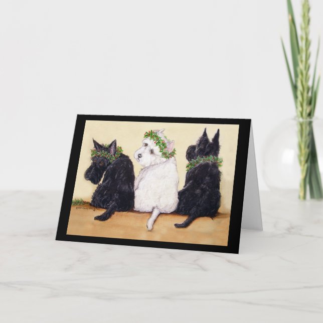 Drei kluge Terrier Feiertagskarte (Vorderseite)