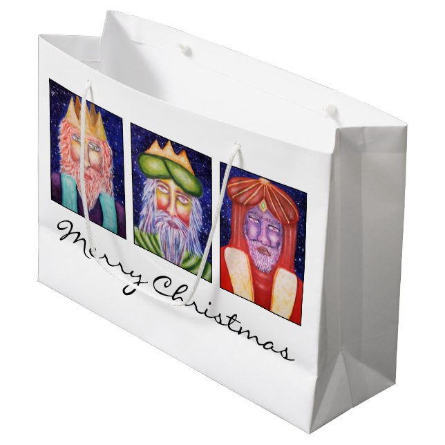 Drei Könige Art Christmas Große Geschenktüte (Vorderseite Schrägansicht)