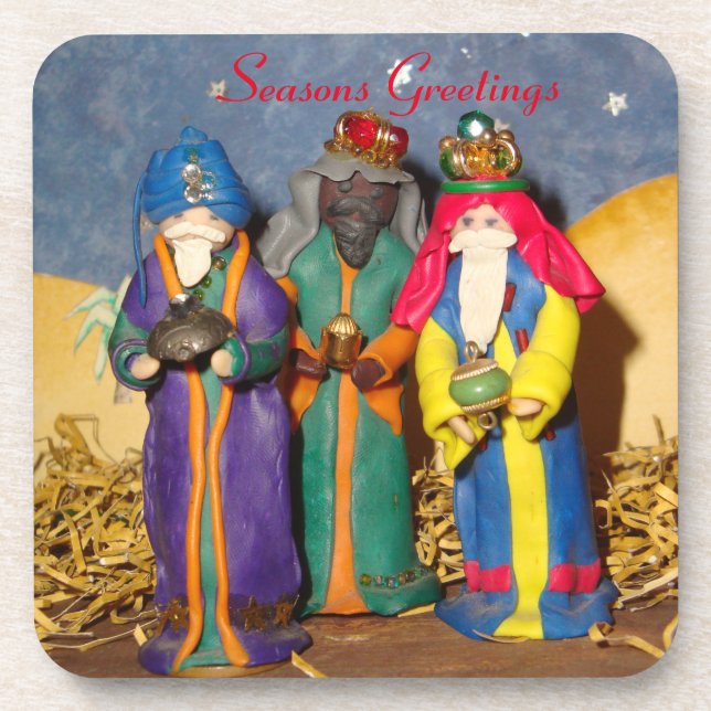 Drei Könige mit Geschenken für das Baby Jesus Weih Getränkeuntersetzer (Vorderseite)