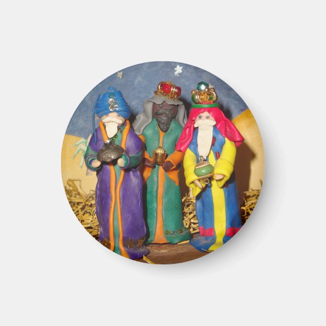 Drei Könige mit Geschenken für das Baby Jesus Weih Magnet (Vorne)