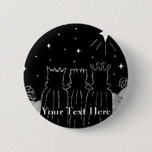 Drei Könige und weiße Weihnachtssterne Button