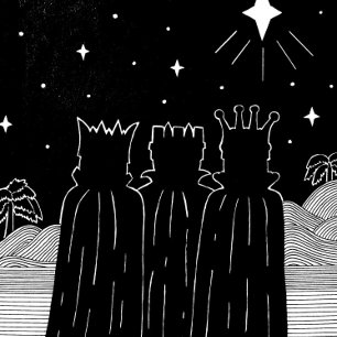 Drei Könige und weiße Weihnachtssterne Geschenkanhänger