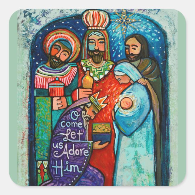 Drei Könige Weihnachtsaufkleber Quadratischer Aufkleber (Vorderseite)