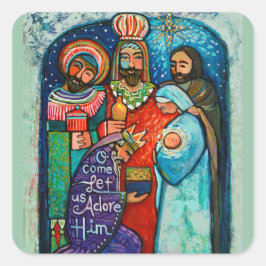 Drei Könige Weihnachtsaufkleber Quadratischer Aufkleber