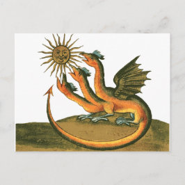 Drei-Köpfe-Alchimie-Drache und Sun Postkarte