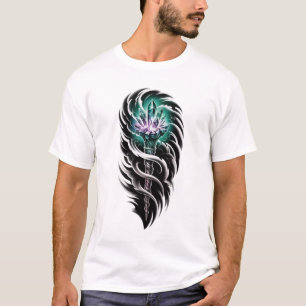 Drei-Köpfiger-Hydra-Drache Grafik Detailliert Schw T-Shirt