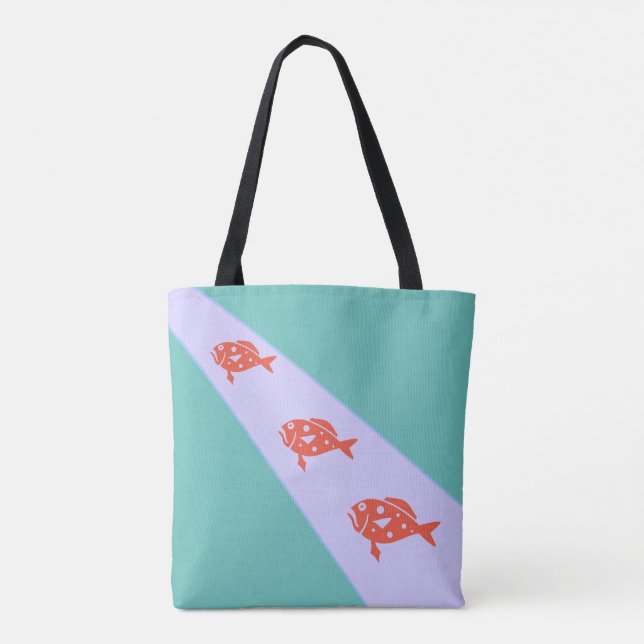 Drei Korallenfische auf Aquamarin Tasche (Rückseite)
