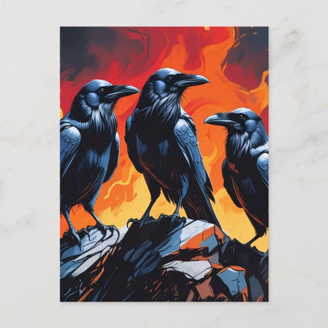 Drei Krähen Postkarte (Vorderseite)