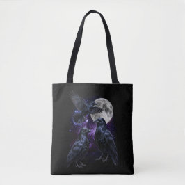 Drei Krähenmond-Gothik-Kosmischer Retro-Grafik Tasche