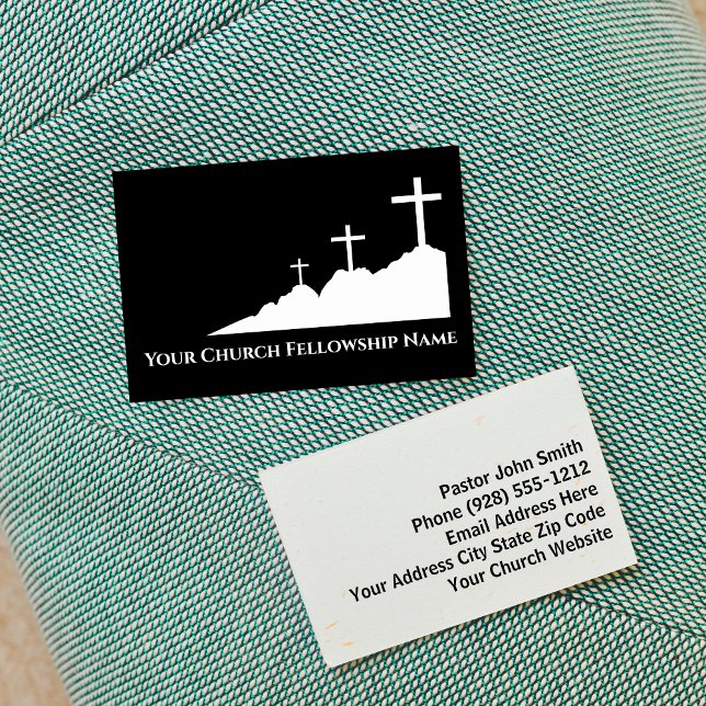 Drei Kreuze auf dem Mound Logo2 Pfarrkirche Visitenkarte (Three Crosses on Mound Logo2 Church Pastor Business Card)