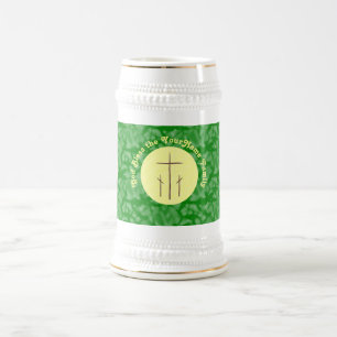 Drei Kreuze auf Golgatha Gelb Grüne Personalisiert Bierglas