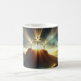 Drei Kreuze in einer Himmlischen Landschaft Kaffeetasse
