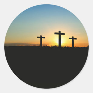 Drei Kreuze Sonnenuntergang Jesus Aufkleber